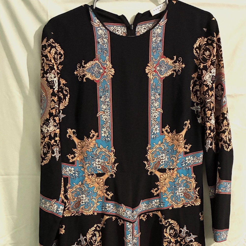 sandro Paris Women's Long black Dress Large/ 12